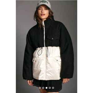 Anthropologie x Maeve Nylon Shearling Liner Jacket Size XL